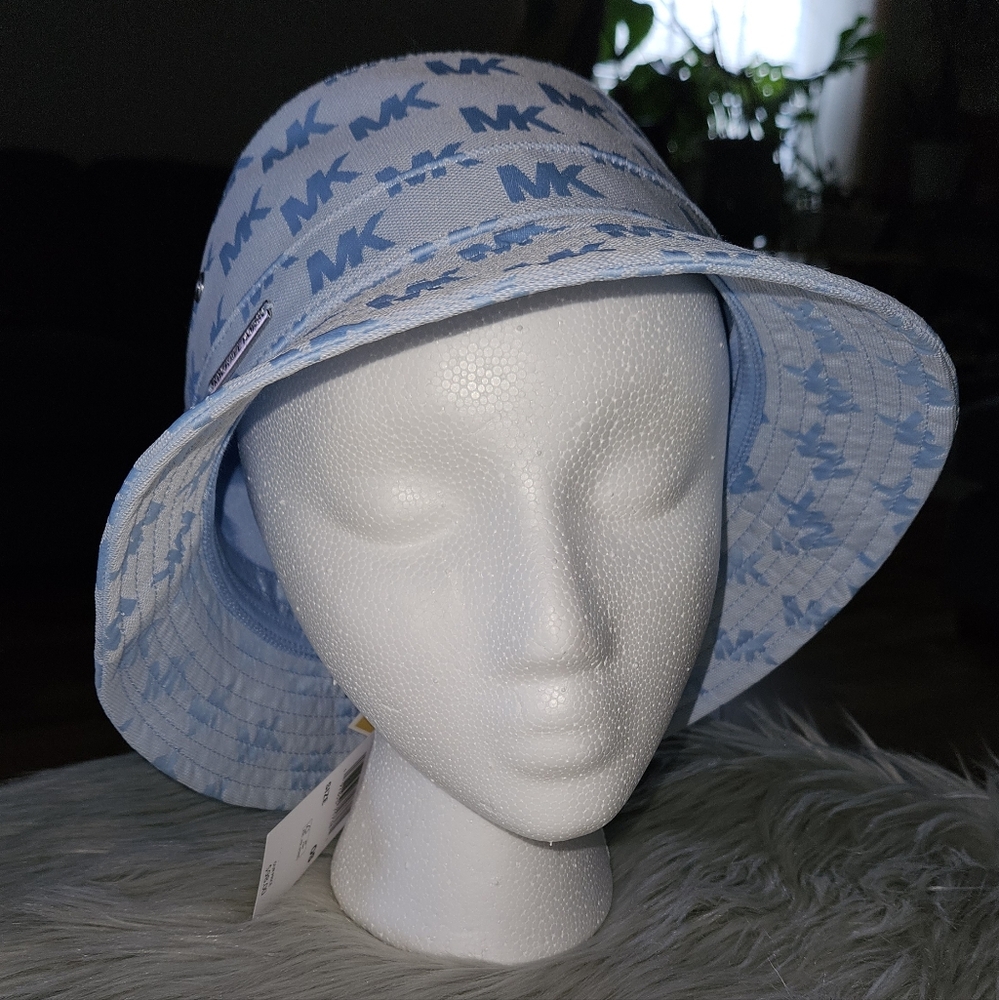 Authentic Michael Kors Light Blue Monogram Bucket Hat